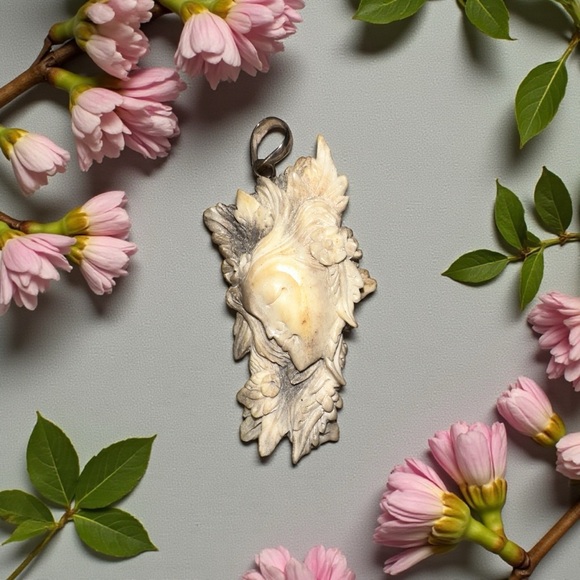 Antler hand carved Fairy .925 Jewelry - Stunning Hand Carved Fairy ANTLER .925  pendant